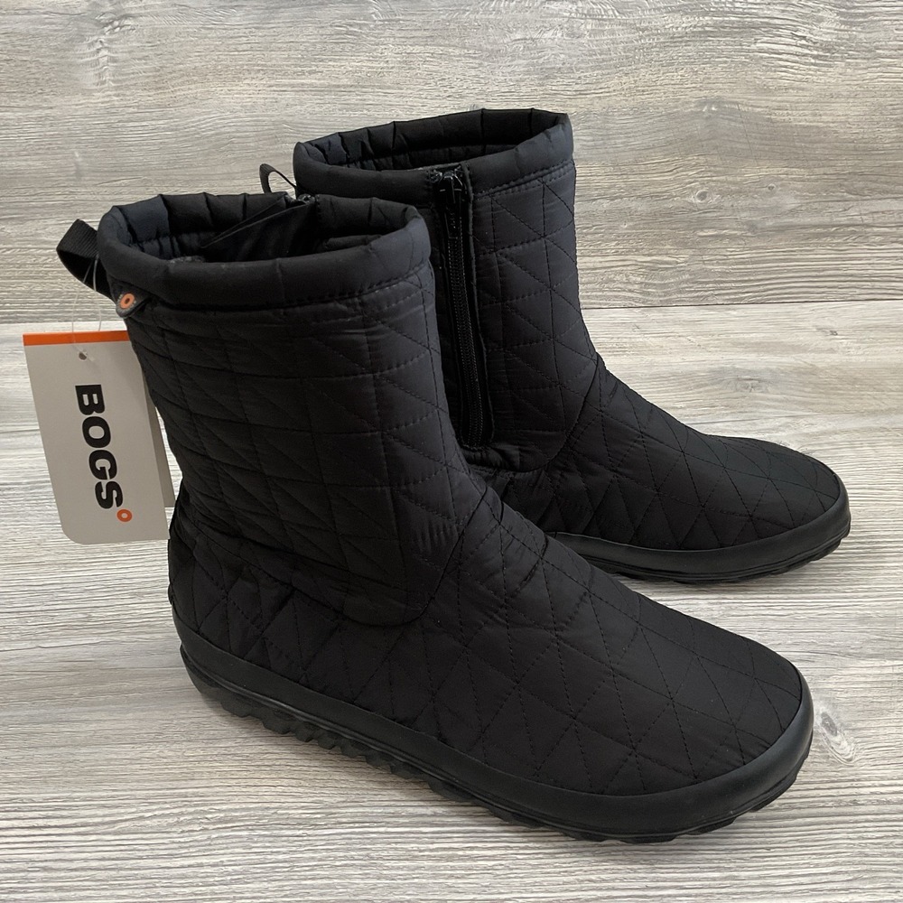 Bogs Snowday II Mid Waterproof Boot Black Quilted Work Outdoors Womens Size 11